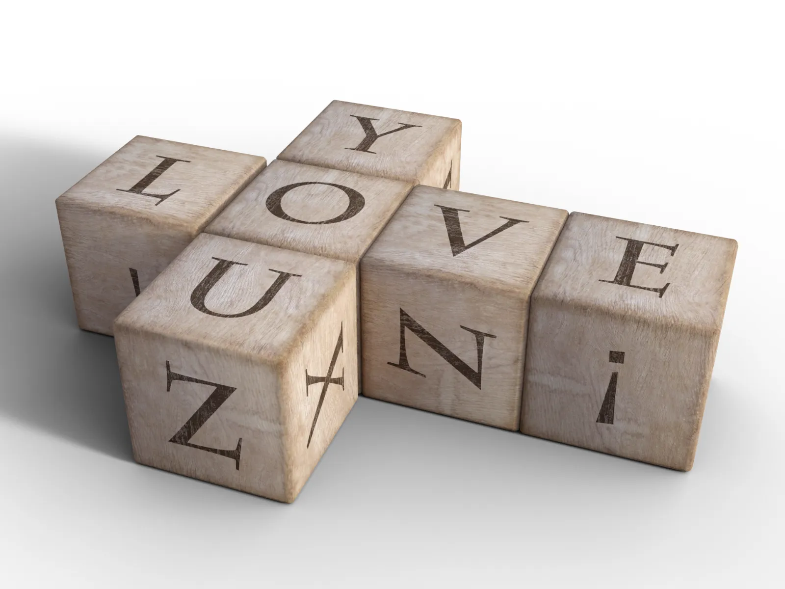 Houten letterblokjes die samen het woord love vormen